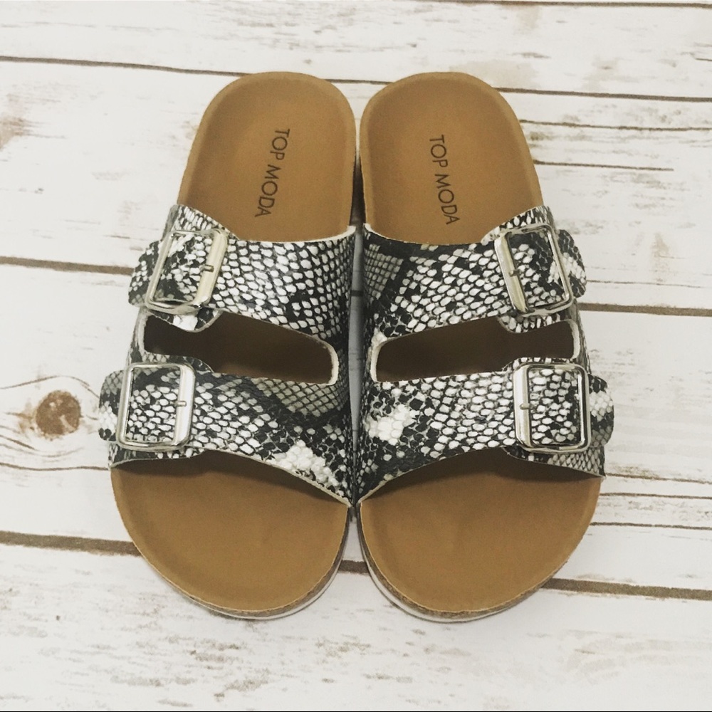 White Snake Print Sandal - Picture 4 of 13